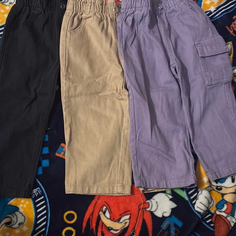Kids' Black, Tan, and Purple Cargo Pants